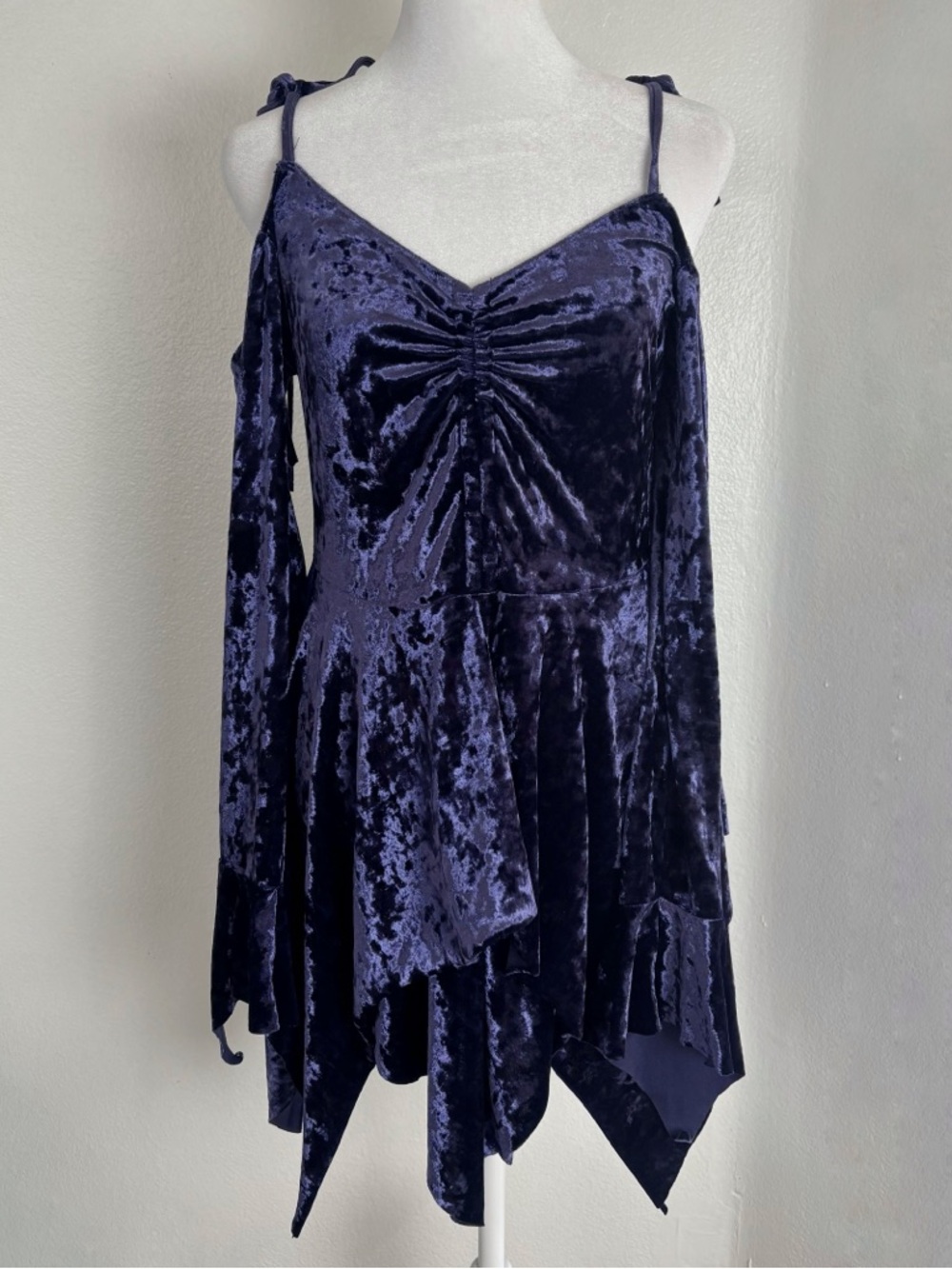 Current Mood Purple Crushed Velvet Fairycore Mini Dress Size L